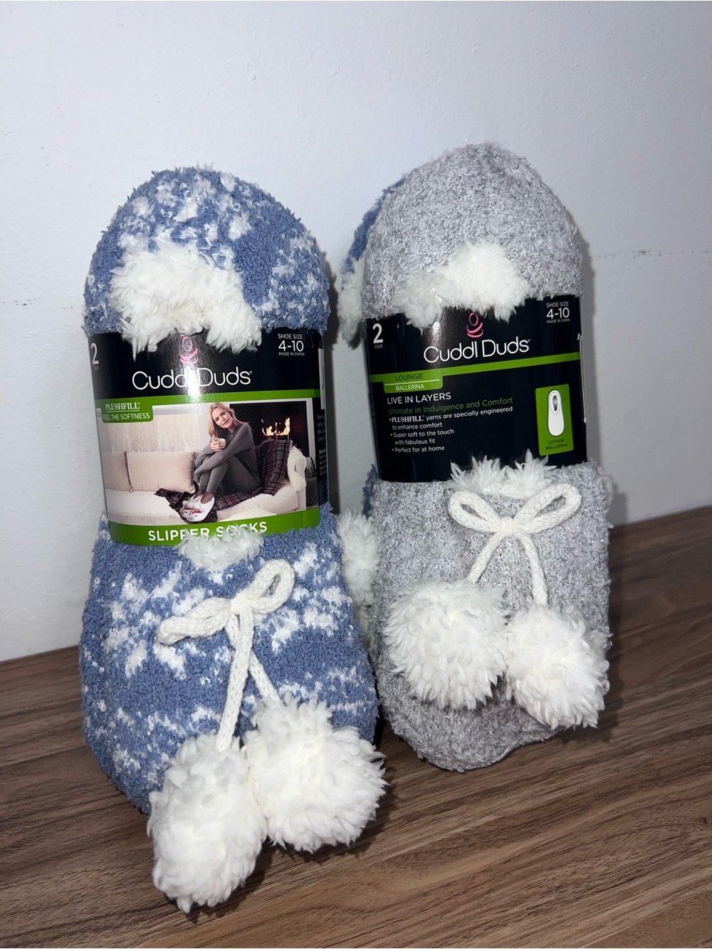 Slipper Socks - Blue & Gray